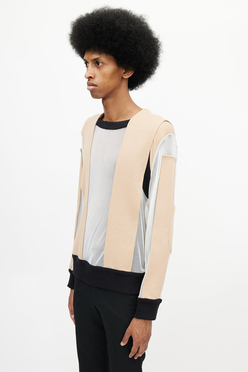 Givenchy Beige 
Multicolour Panelled Mesh Sweater