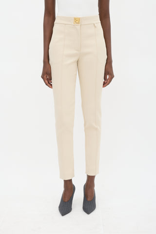 Givenchy Beige Nylon 
Cotton Pintuck Slim Trouser