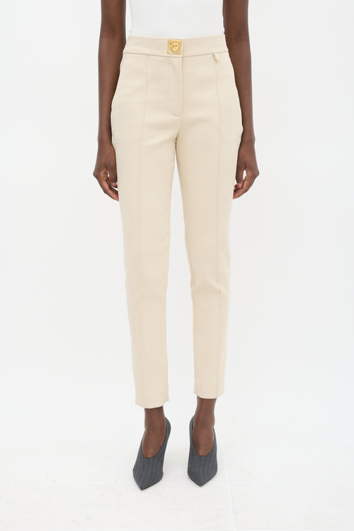 Givenchy Beige Nylon 
Cotton Pintuck Slim Trouser