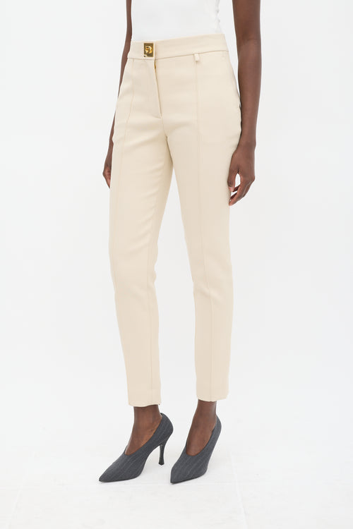 Givenchy Beige Nylon 
Cotton Pintuck Slim Trouser