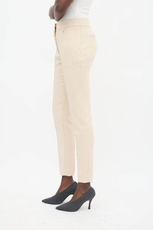 Givenchy Beige Nylon 
Cotton Pintuck Slim Trouser