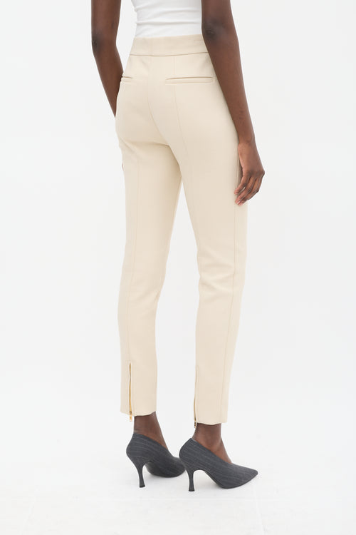 Givenchy Beige Nylon 
Cotton Pintuck Slim Trouser