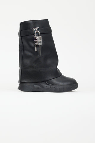 Givenchy Black Leather Shark Lock Biker Boot