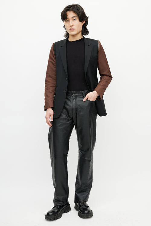 Givenchy Black 
Brown Wool Zip Blazer