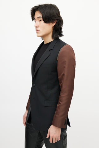 Givenchy Black 
Brown Wool Zip Blazer