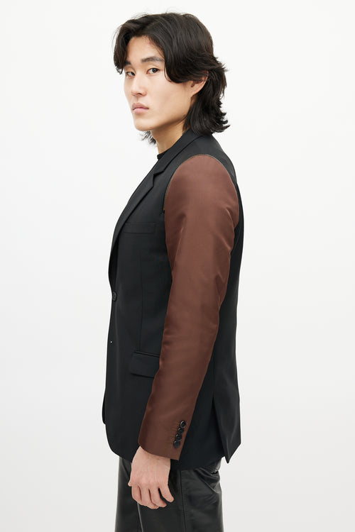 Givenchy Black 
Brown Wool Zip Blazer