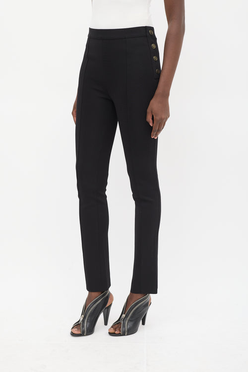 Givenchy Black Button Up Pintuck Slim Trouser