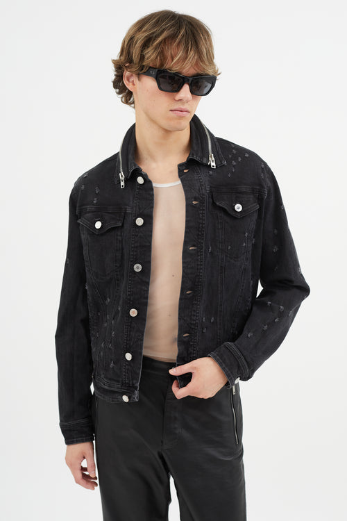 Givenchy Black Distressed Denim Jacket