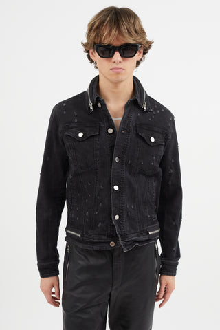 Givenchy Black Distressed Denim Jacket