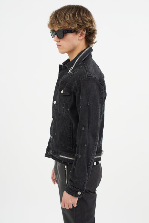 Givenchy Black Distressed Denim Jacket