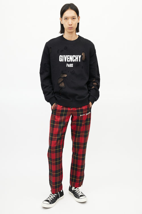 Givenchy Black Distressed Logo Sweatshirt