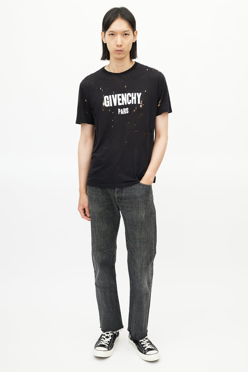 Givenchy Black Distressed Logo T-Shirt