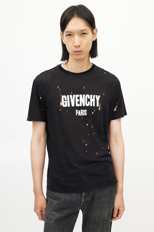 Givenchy Black Distressed Logo T-Shirt