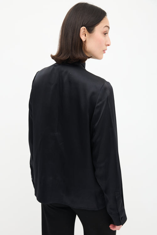 Givenchy Black Draped Mock Neck Blouse