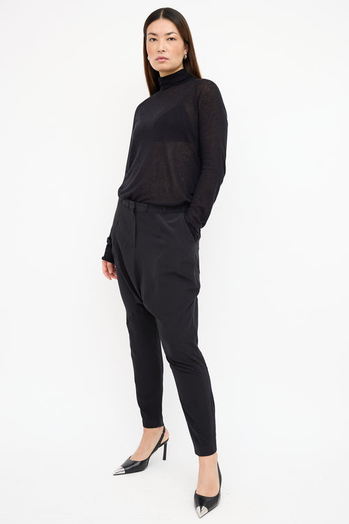 Givenchy Black Silk Drop Seat Tapered Trouser