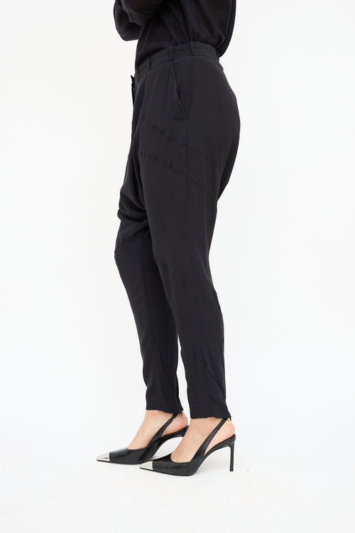 Givenchy Black Silk Drop Seat Tapered Trouser