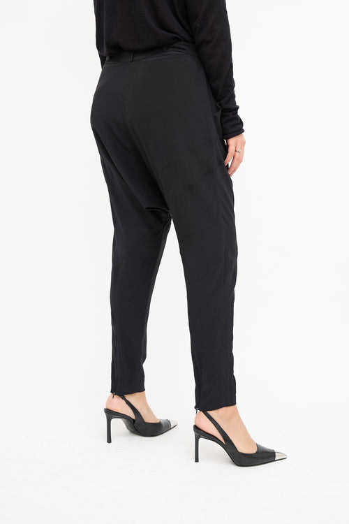 Givenchy Black Silk Drop Seat Tapered Trouser