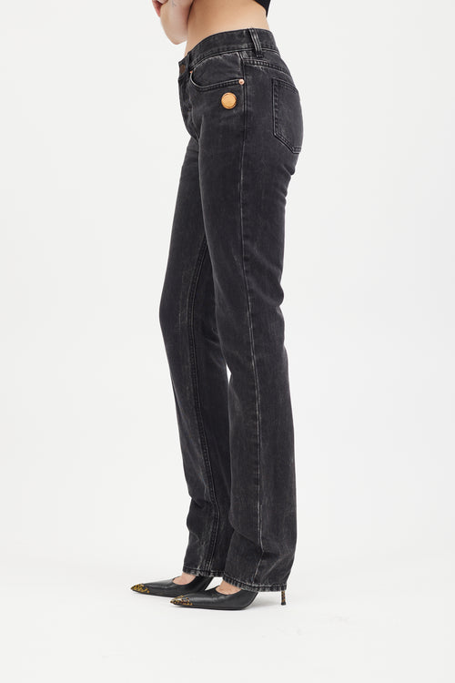 Givenchy Washed Black 
Rose Gold Slim Leg Jeans