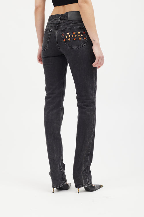 Givenchy Washed Black 
Rose Gold Slim Leg Jeans