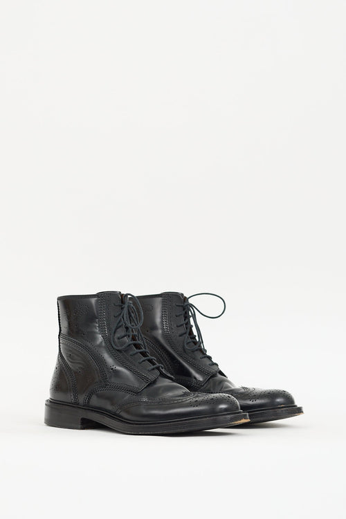 Givenchy Black Leather Brogue Boot