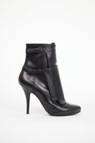 Givenchy Black Leather Buckle Heeled Boot