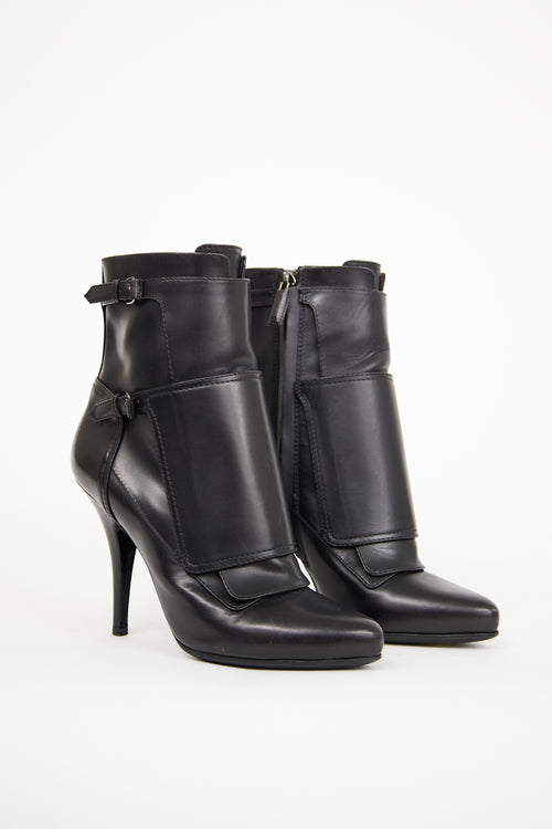 Givenchy Black Leather Buckle Heeled Boot