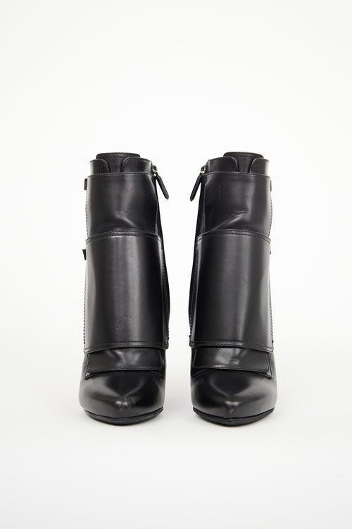 Givenchy Black Leather Buckle Heeled Boot