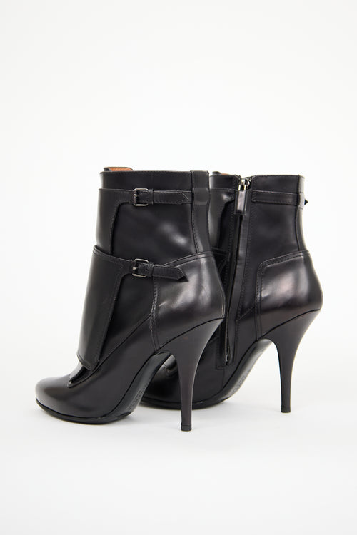 Givenchy Black Leather Buckle Heeled Boot