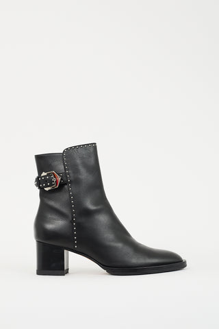 Givenchy Black Leather Elegant Studded Ankle Boot