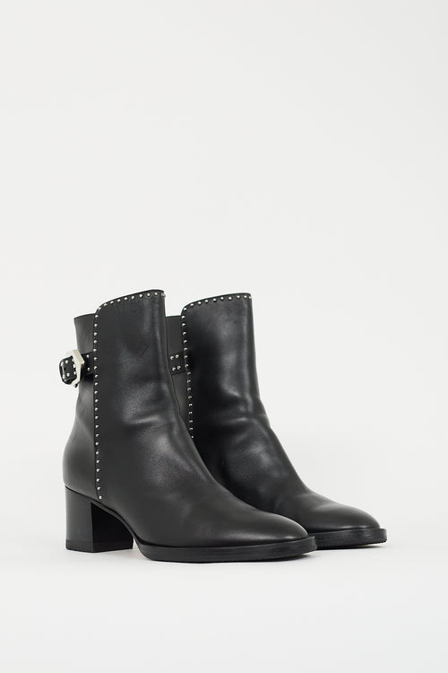 Givenchy Black Leather Elegant Studded Ankle Boot