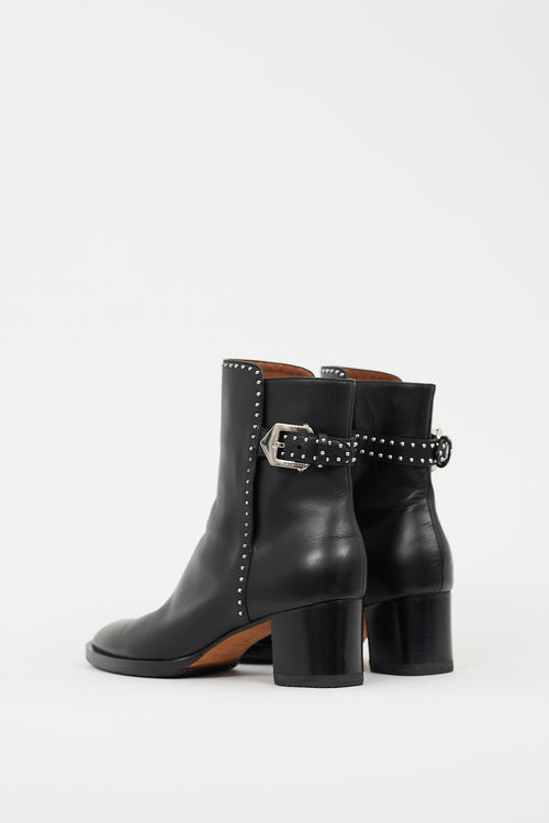 Givenchy Black Leather Elegant Studded Ankle Boot