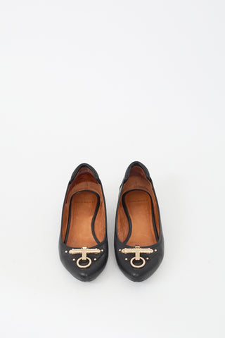 Givenchy Black Leather Buckle Flat