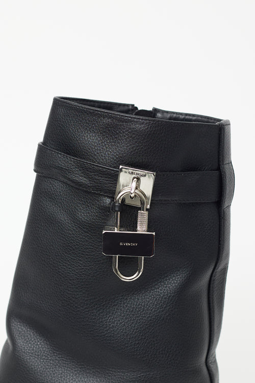 Givenchy Black Leather Shark Lock Biker Boot