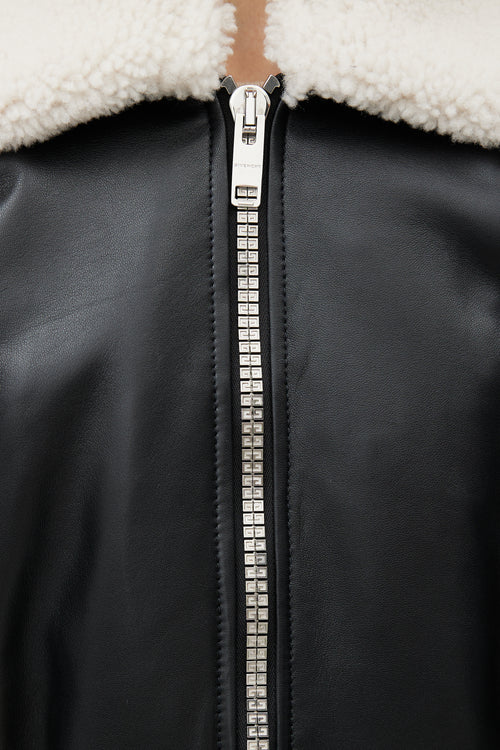 Givenchy Black Leather 
Shearling Collar Jacket