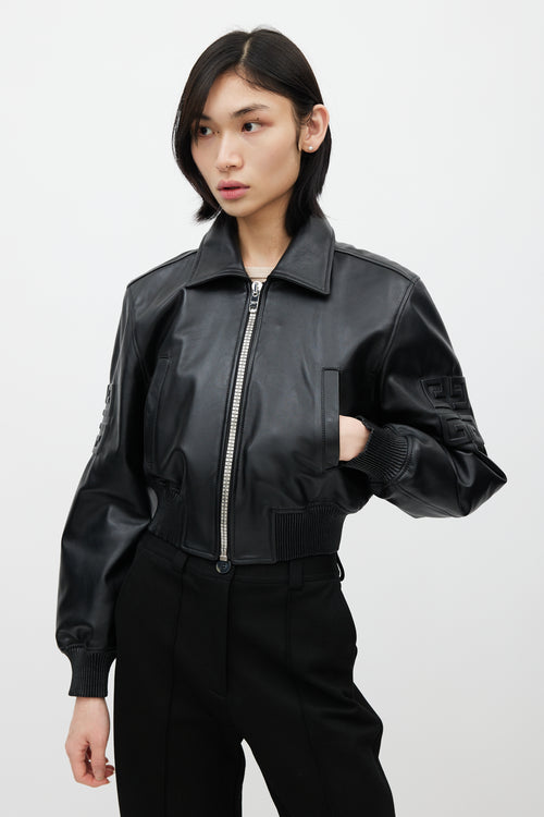 Givenchy Black Leather 
Shearling Collar Jacket