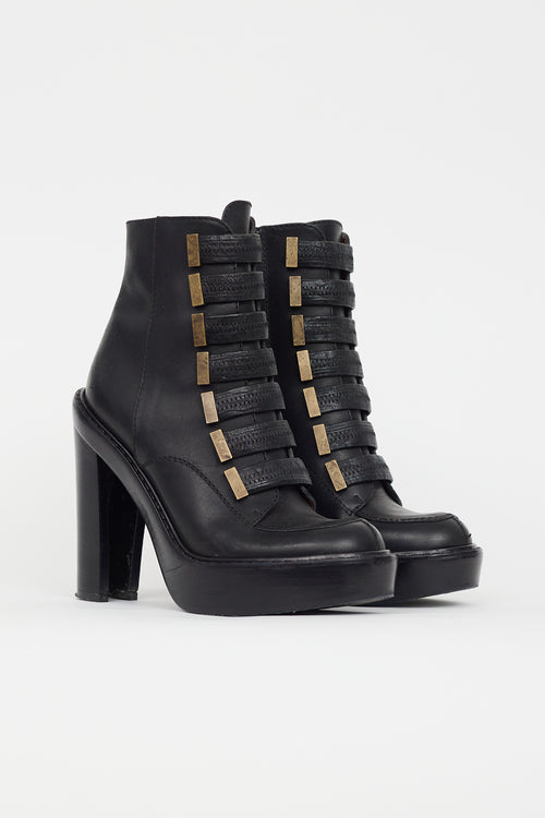 Givenchy Black Leather Strappy Ankle Boot