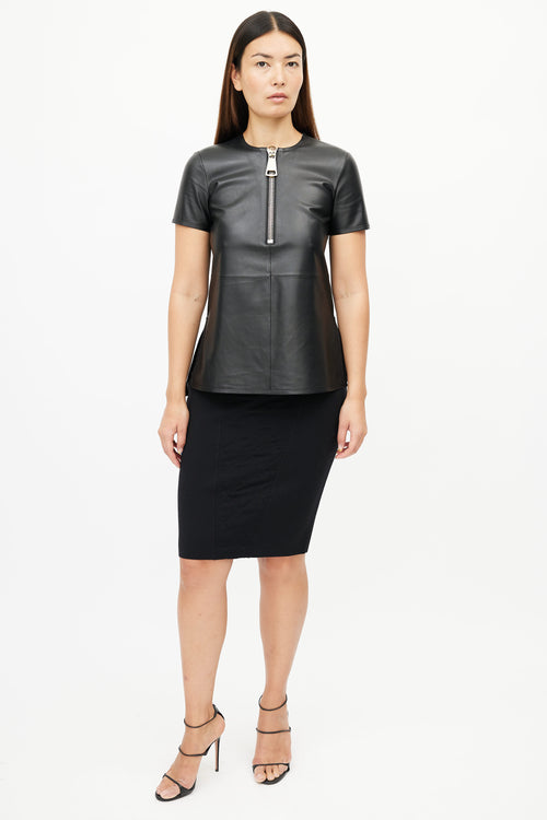 Givenchy Black Leather Zip Top