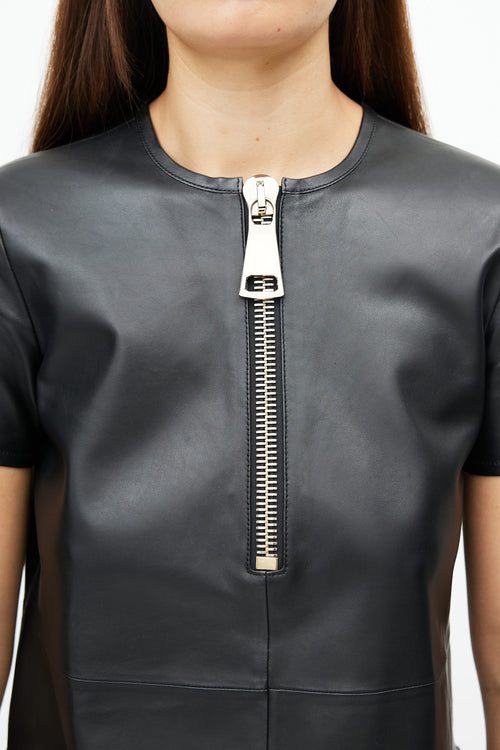 Givenchy Black Leather Zip Top