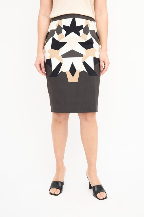 Givenchy Black 
Multi Geometric Midi Skirt