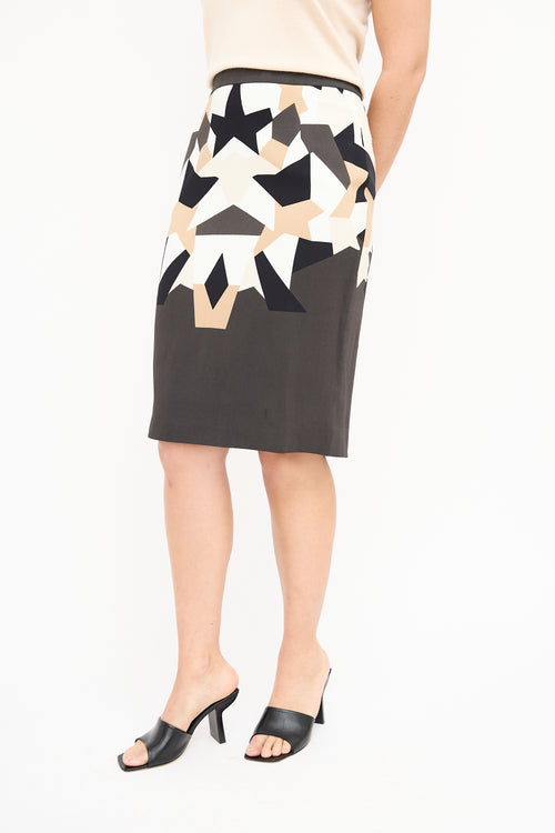 Givenchy Black 
Multi Geometric Midi Skirt