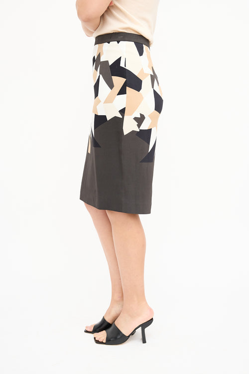 Givenchy Black 
Multi Geometric Midi Skirt