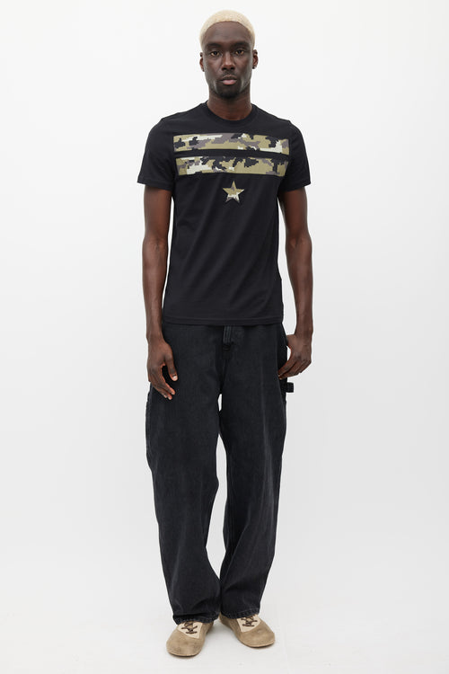 Givenchy Black 
Multicolour Camo Star T-Shirt