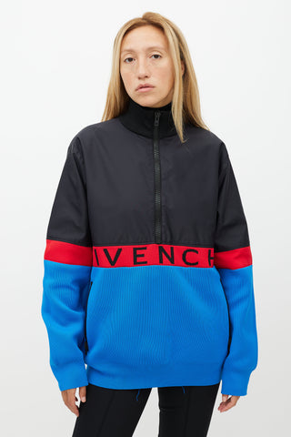 Givenchy Black 
Multicolour Panel Logo Jacket