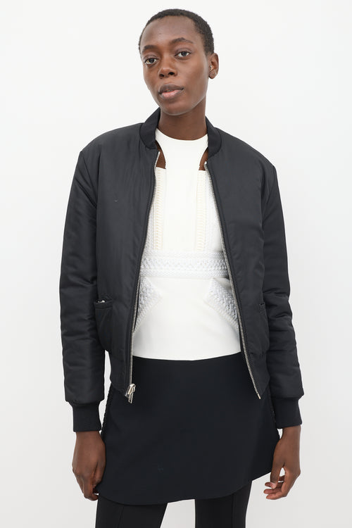 Givenchy Black Pixel Madonna Reversible Bomber Jacket