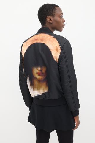 Givenchy Black Pixel Madonna Reversible Bomber Jacket