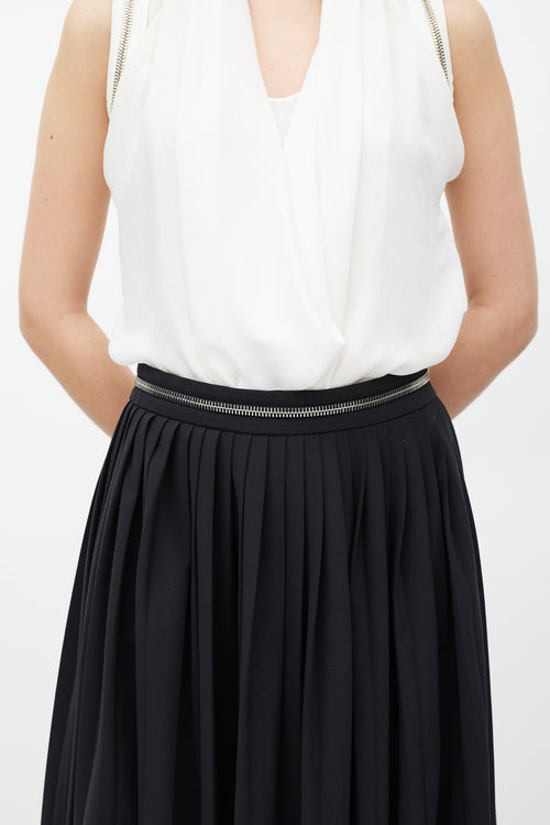 Givenchy Black Pleated Zip Skirt