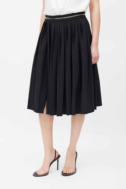 Givenchy Black Pleated Zip Skirt