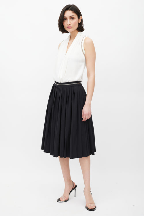 Givenchy Black Pleated Zip Skirt