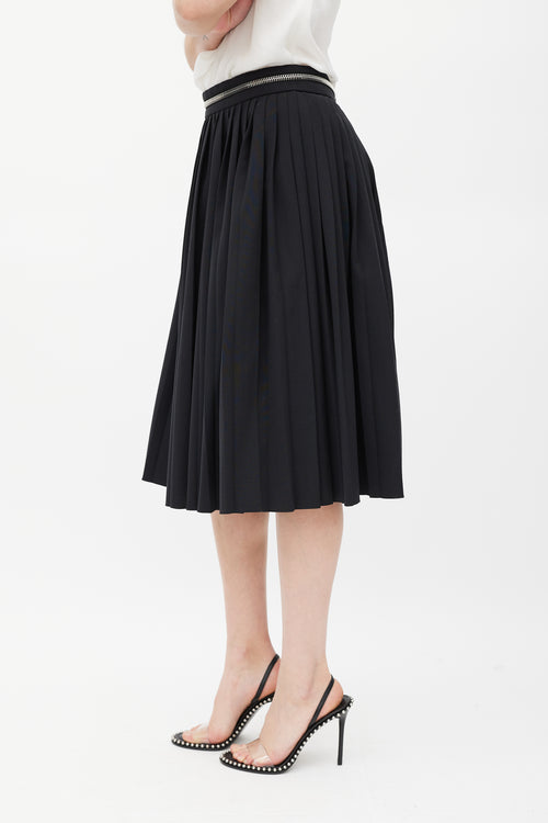 Givenchy Black Pleated Zip Skirt