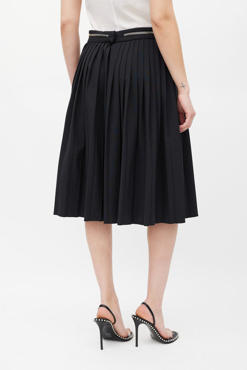 Givenchy Black Pleated Zip Skirt